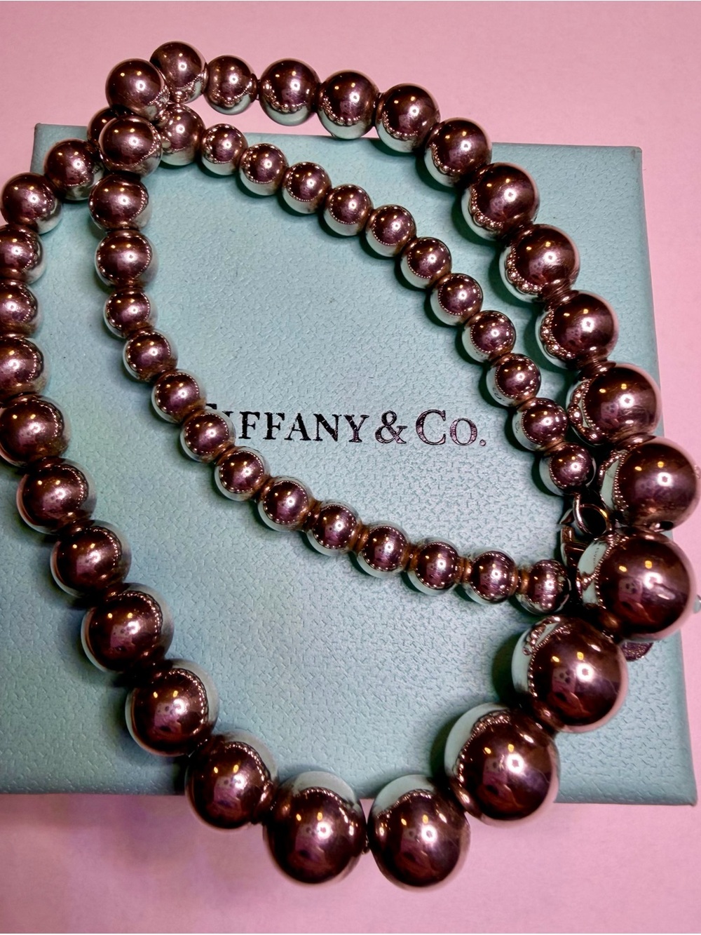 Tiffany & Co. Sterling Silver Graduated Bead Necklace